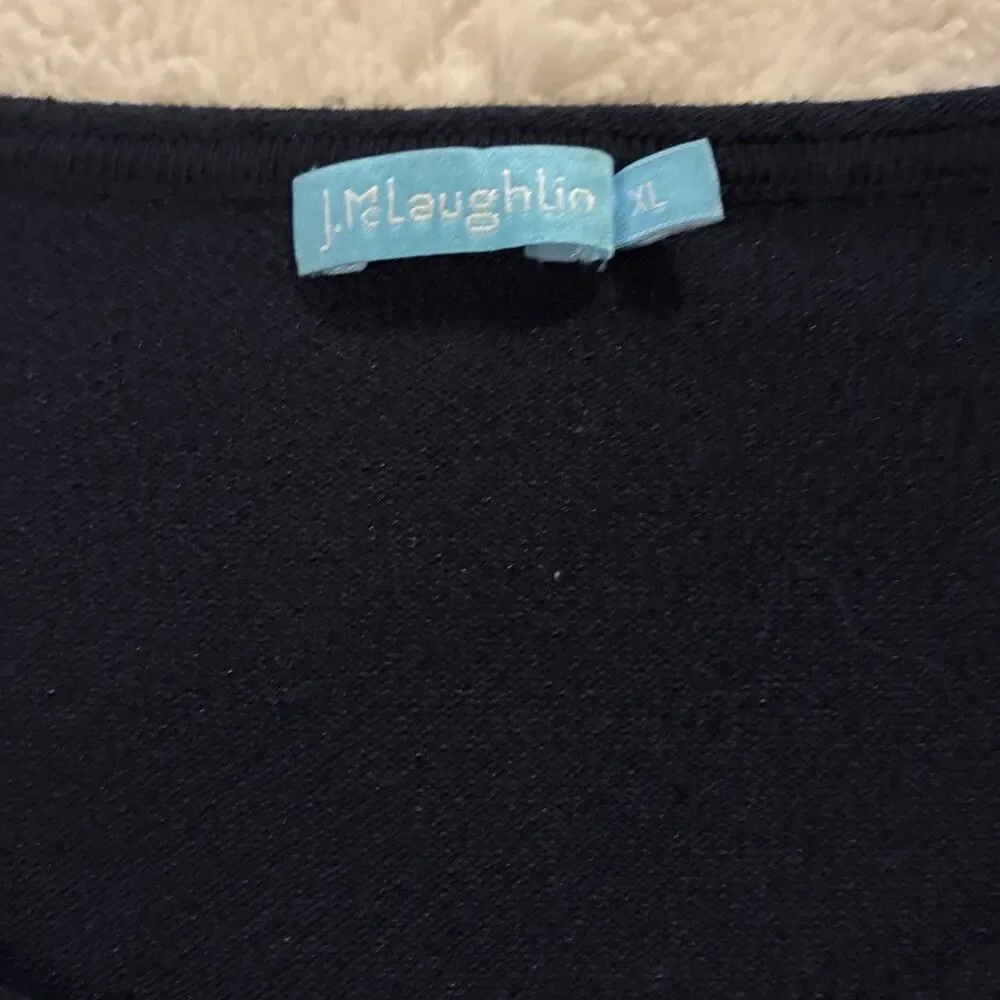 J. McLaughlin Women’s Blue Stripe Lightweight Pullover Sweater Size XL
